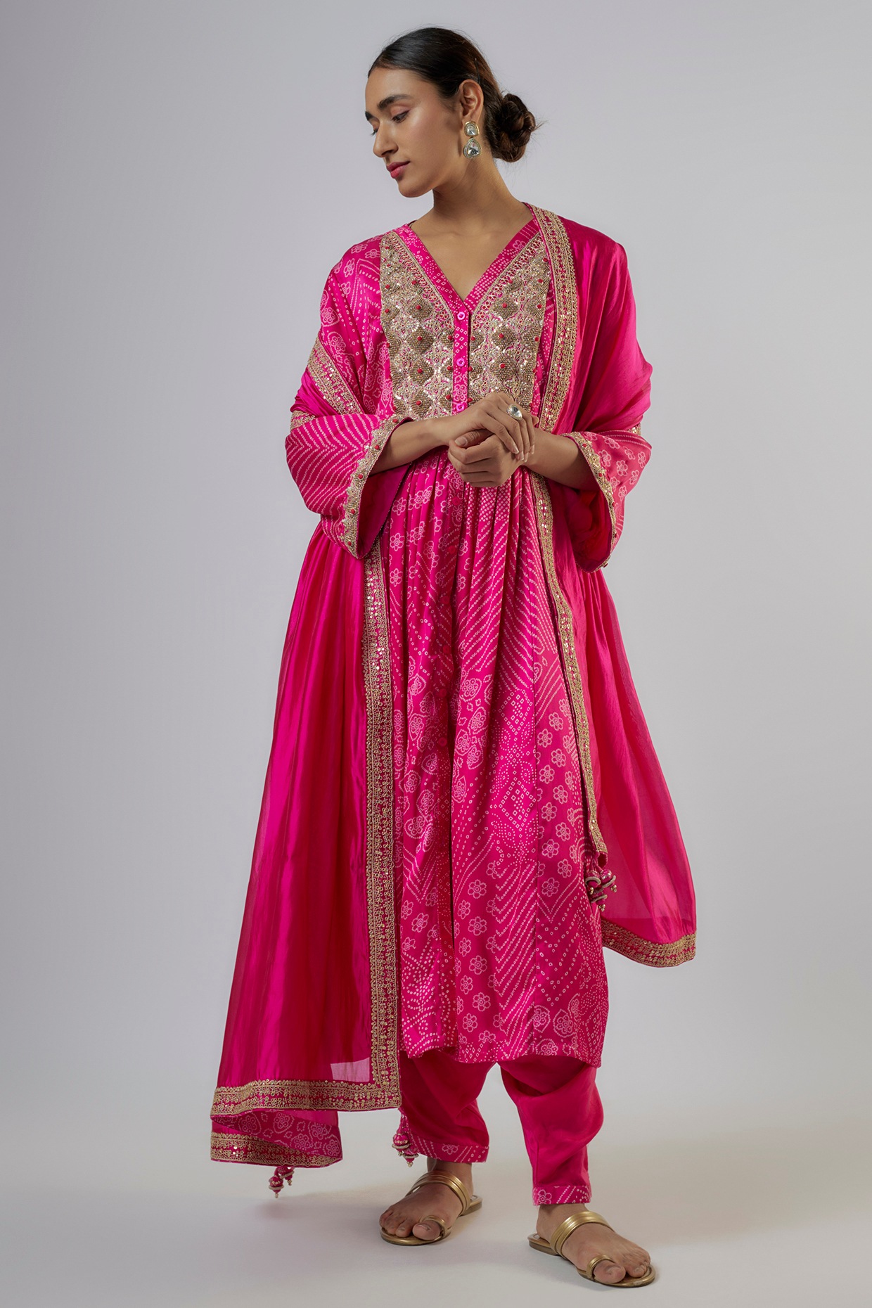 Comfy cotton bandhani kurtas to beat the heat. | Long kurti designs,  Bandhani dress, Kurta neck design